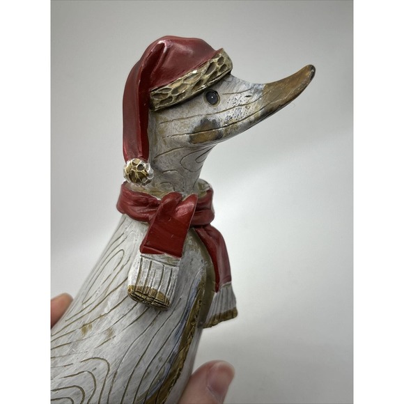 Tii Collections Christmas Goose with Scarf Figurine Resin~Wood Grain Look - Picture 10 of 12